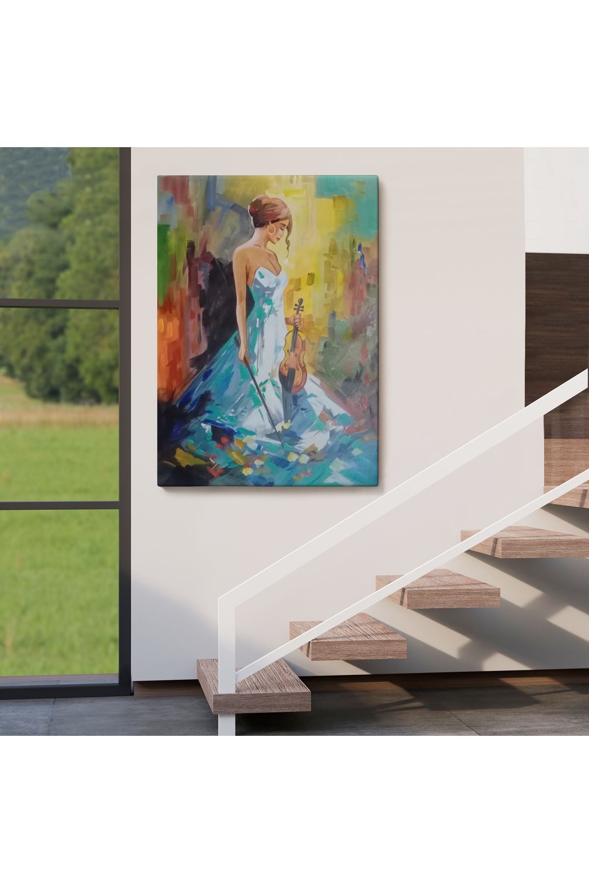 Keman Çalan Kadın Dekortif Duvar Tablosu-6233