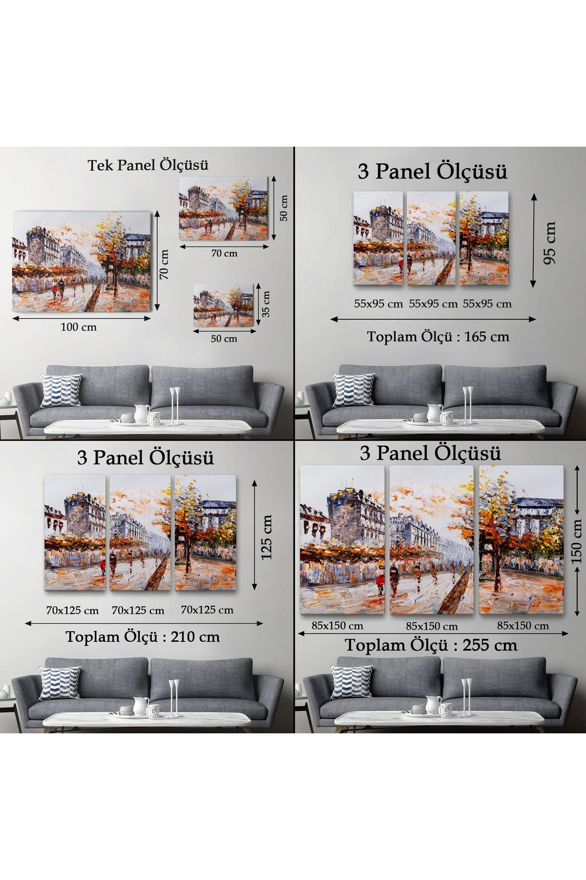 Paris Sokakları Yağlıboya Görünüm Dekoratif Kanvas Duvar Tablosu-3483