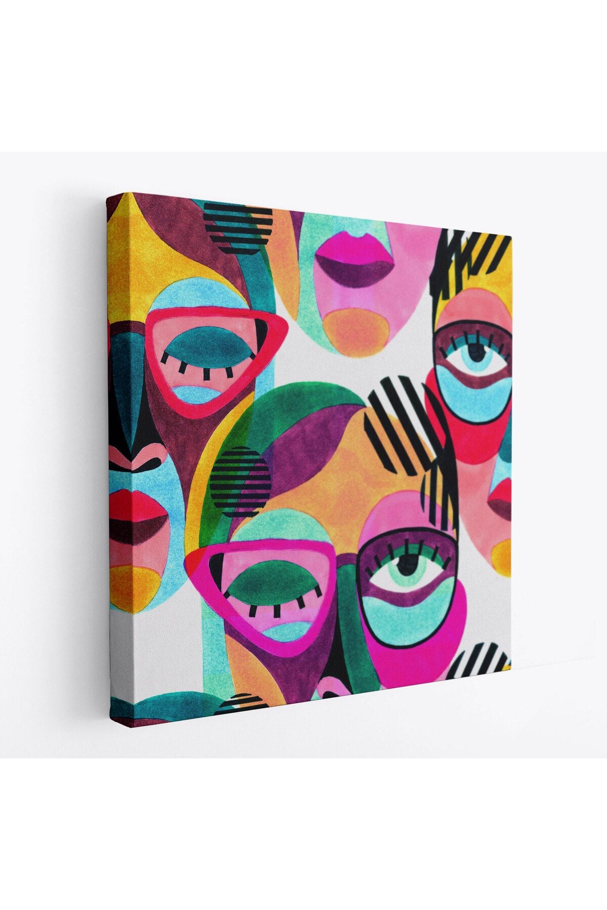 Modern Soyut Tarzda Gözlüklü Kadın Portresi Dekoratif Kanvas Duvar Tablosu-5841