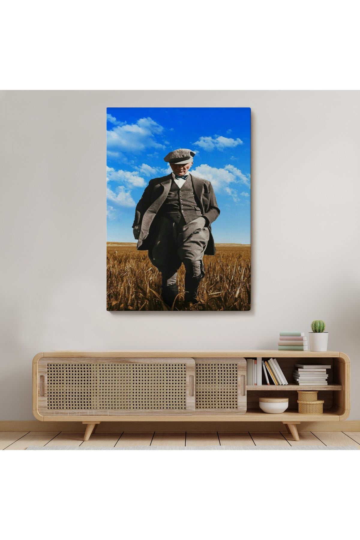 Atatürk Portre Tablosu Mustafa Kemal Atatürk Dikdörtgen Dekoratif Kanvas Tablo-fe-129