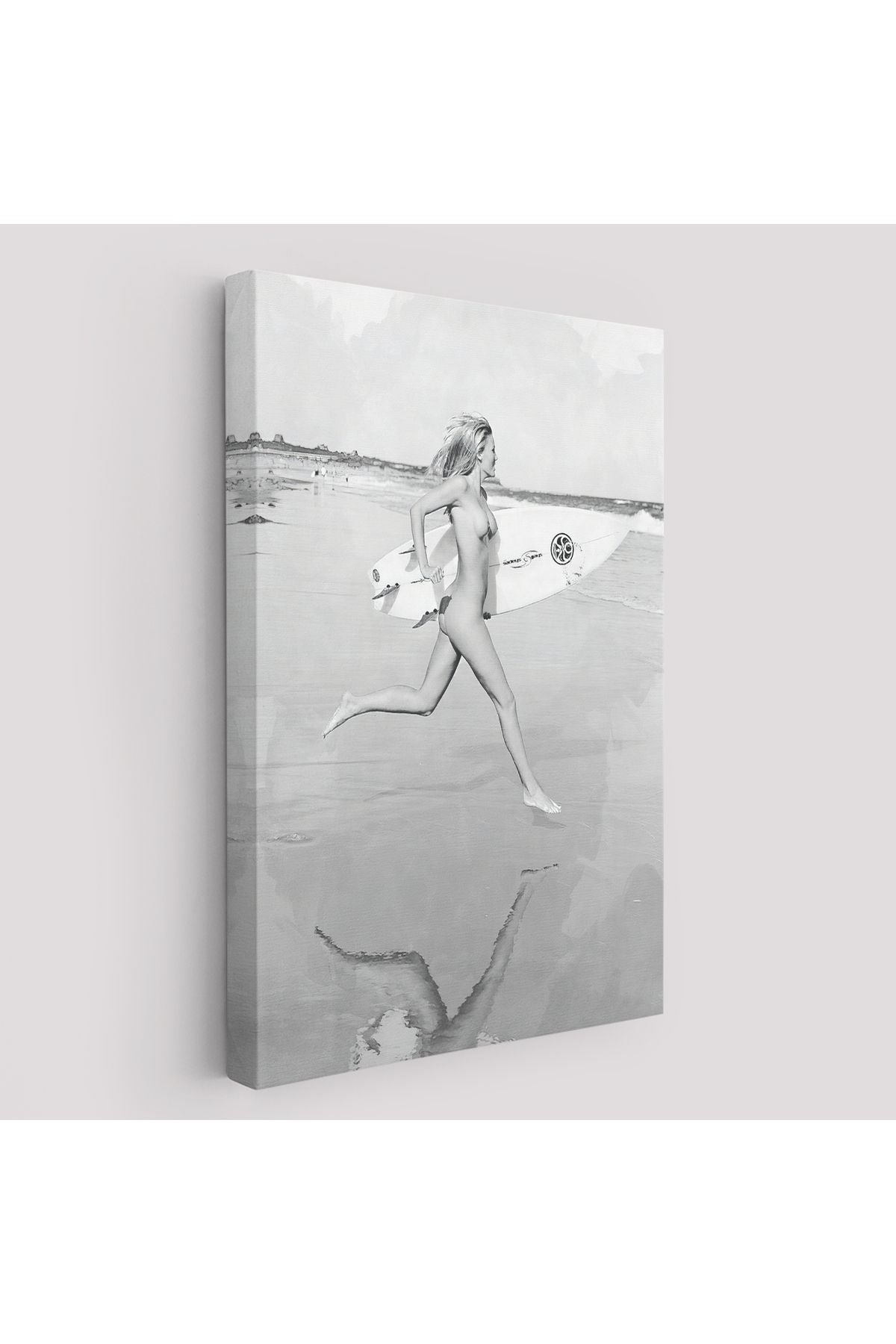 Çıplak Sörfçü Kadın Kanvas Tablo-5240