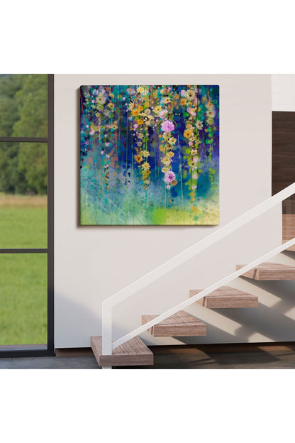 Soyut Çiçekler Suluboya Görünüm Dekoratif Kanvas Duvar Tablosu-5831