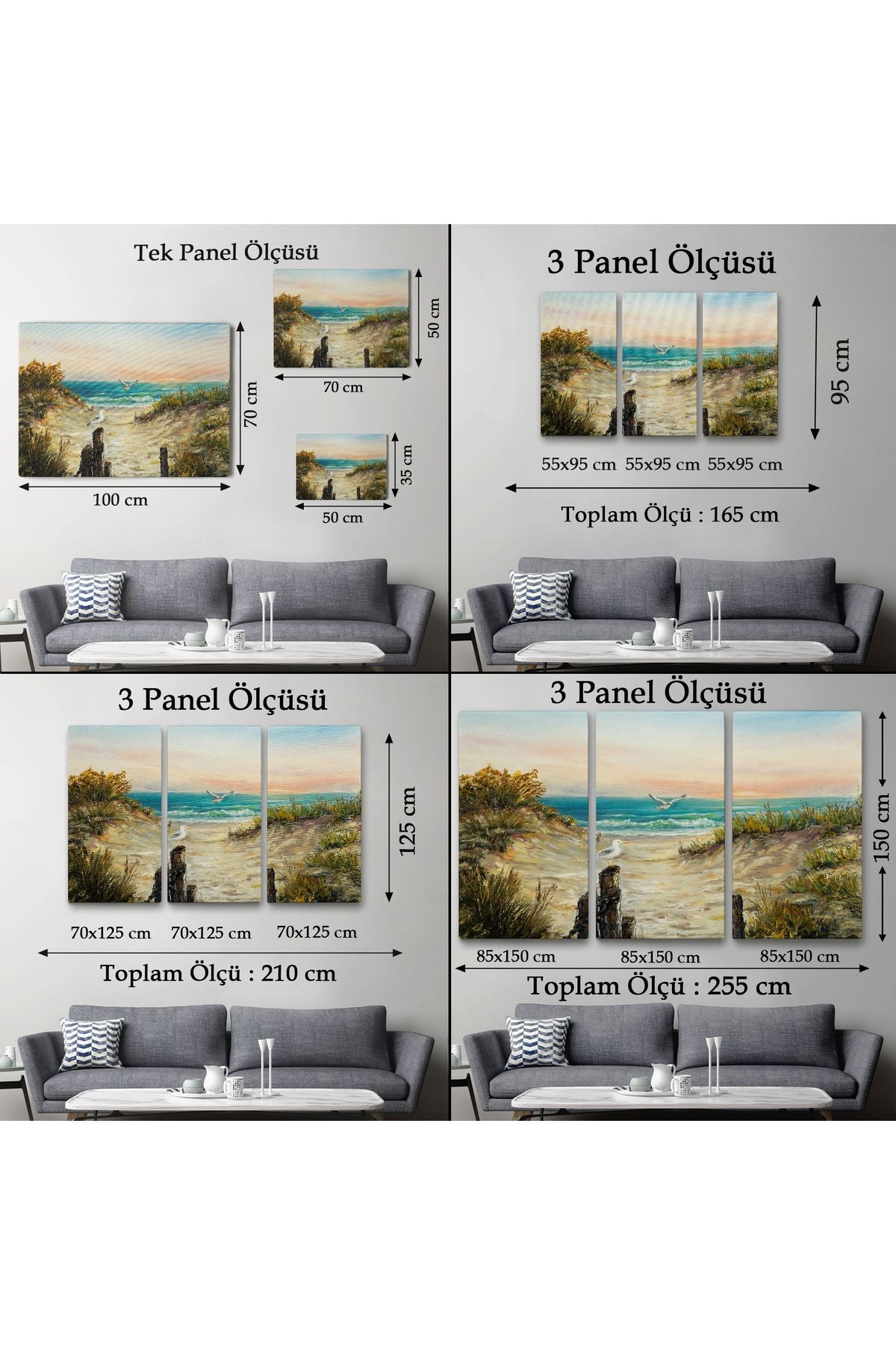 Kumsaldan Okyanusa Bir Yol Yağlıboya Görünüm Dekoratif Kanvas Duvar Tablosu-3665