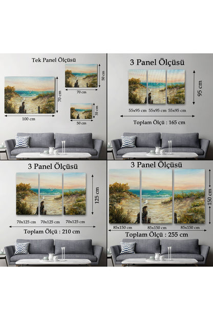 Kumsaldan Okyanusa Bir Yol Yağlıboya Görünüm Dekoratif Kanvas Duvar Tablosu-3665