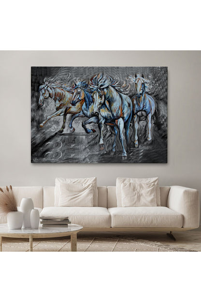Koşan Atlar Dekoratif Duvar Tablosu-3468