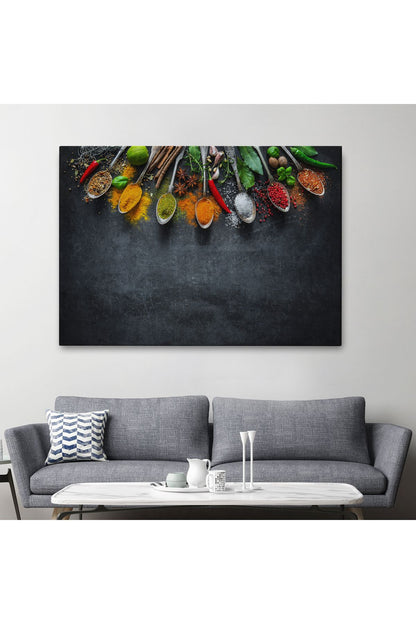 YB HG Mutfak Masasın da  Baharatlar Dekoratif Kanvas Duvar Tablosu-3517