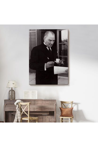 Atatürk Portre Tablosu Mustafa Kemal Atatürk Dikdörtgen Dekoratif Kanvas Tablo-FR-141
