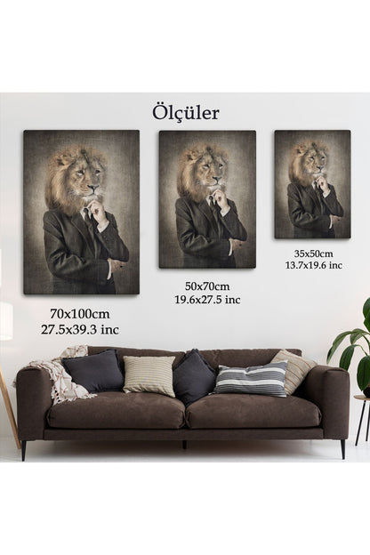 Özel Tasarım Aslan Kafalı İnsan Kanvas Tablo-4993