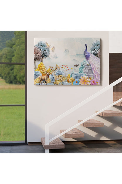 Ormandaki Hayvanlar Dekoratif Kanvas Duvar Tablosu-3714