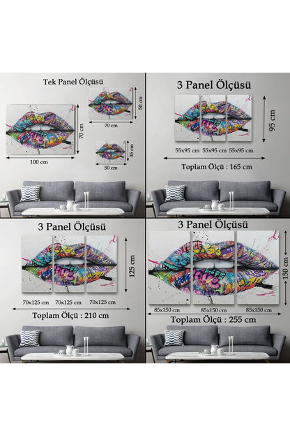 Dudak ve Diş Kanvas Tablo, Banksy Dudaklar Sokak Graffiti Sanatı Kanvas Tablo-5414