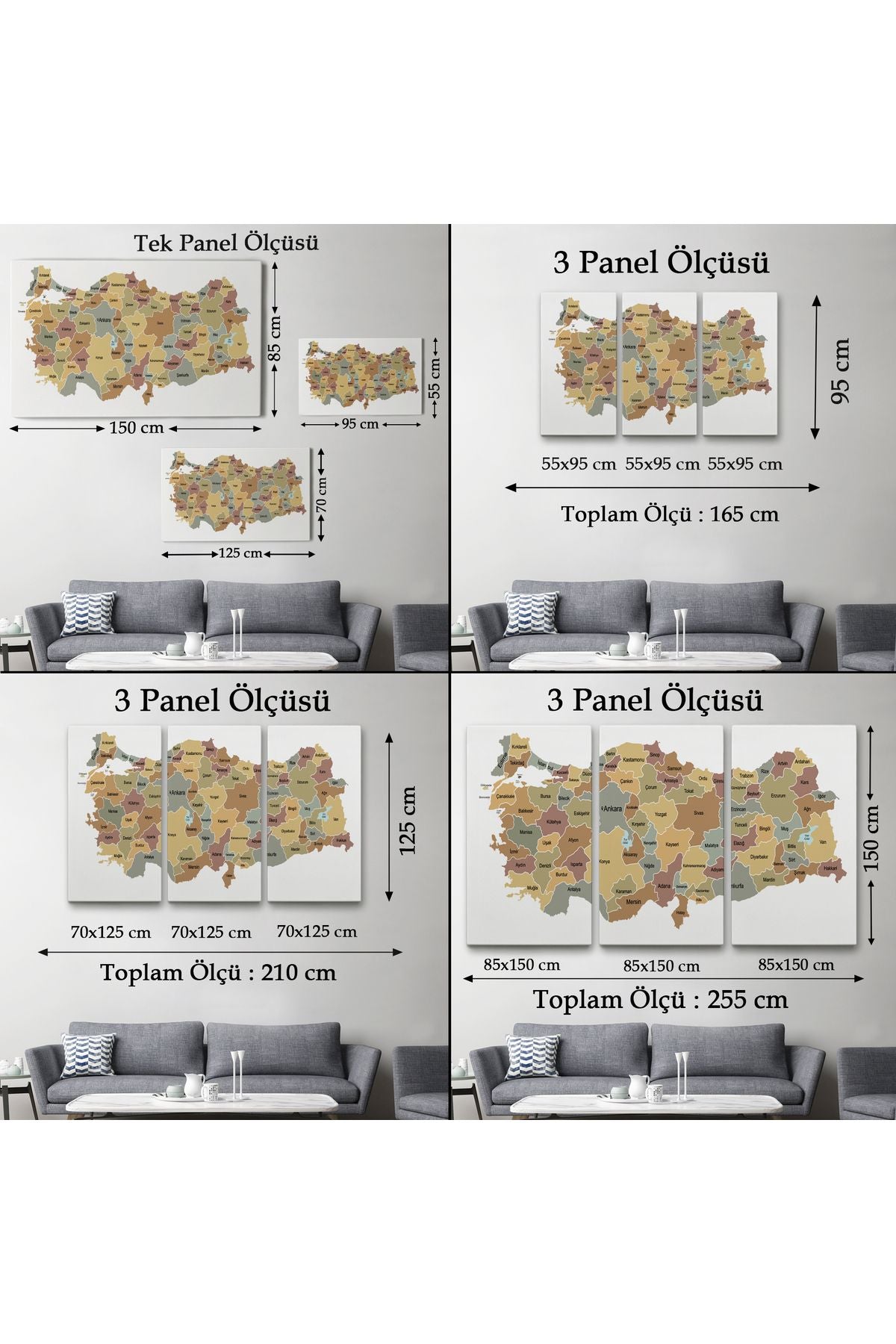Türkiye Haritası Kanvas Tablo Eğitici ve Öretici Dekoratif Tablo Tablo 3134
