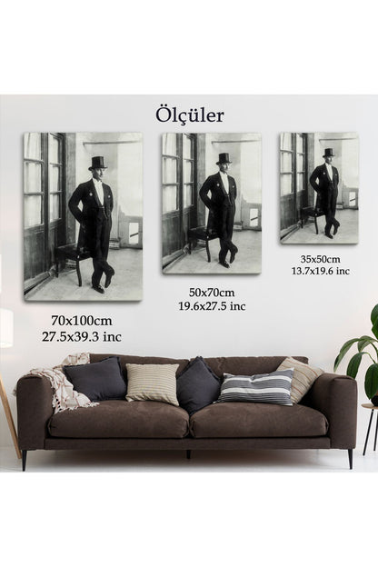 Atatürk Portre Tablosu Mustafa Kemal Atatürk Dikdörtgen Dekoratif Kanvas Tablo-CT-72