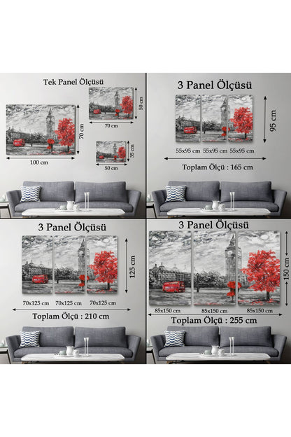 Londra Sokakları Yağlıboya Görünüm Dekoratif Kanvas Duvar Tablosu-3507