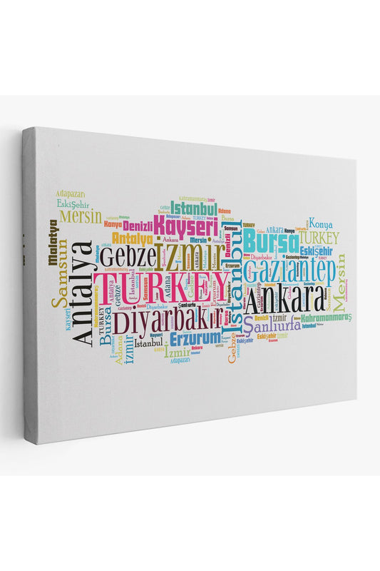 DB İller İsimli Dekoratif Kanvas Tablo 1003