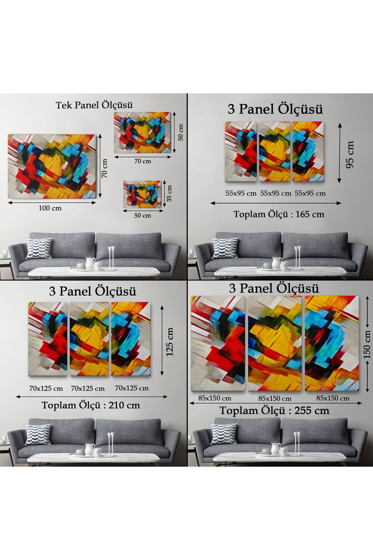 Picasso Tarzında Soyut Yağlıboya Görünüm Dekoratif Kanvas Duvar Tablosu-3519