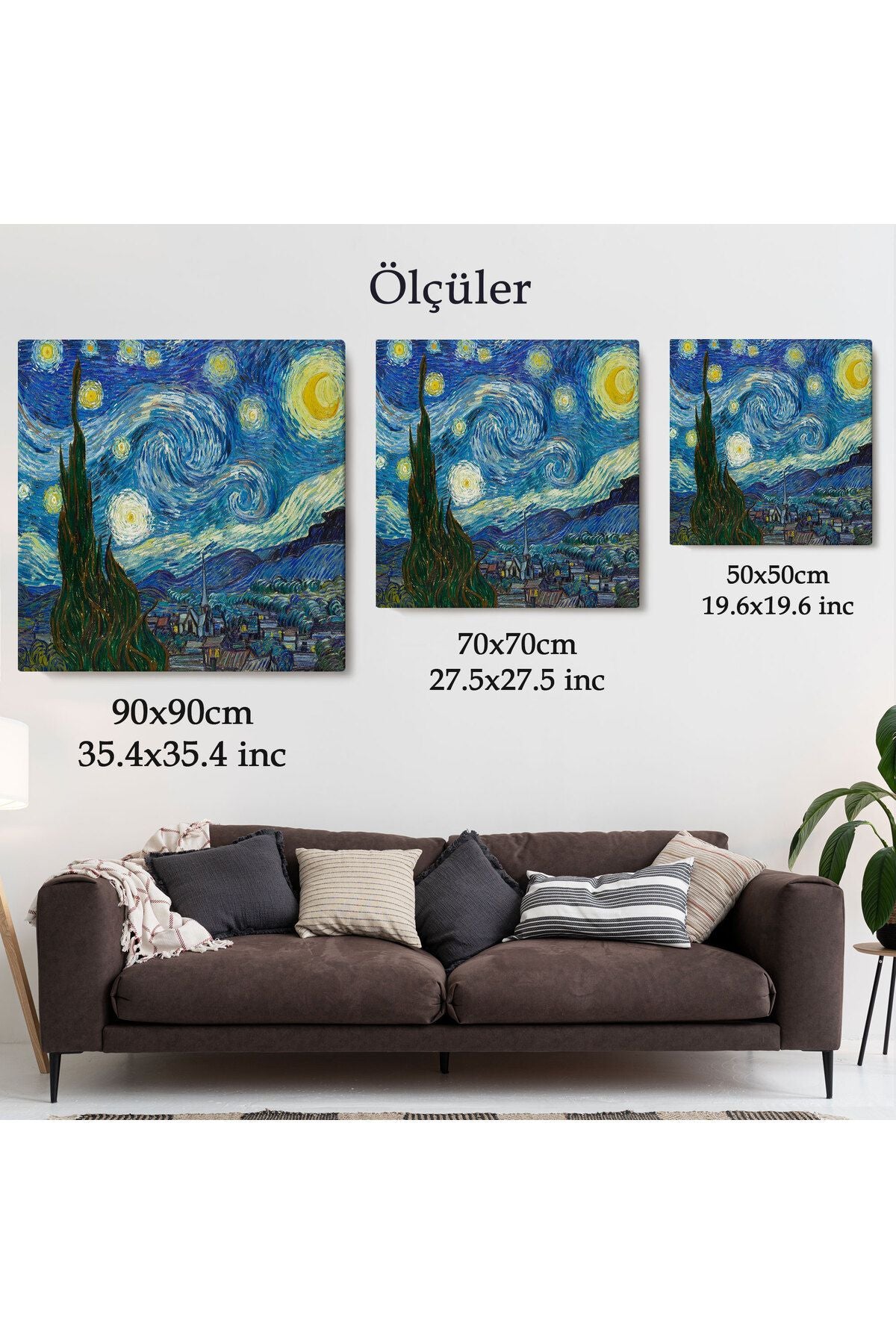 Özel Tasarım, Dekortif  BaskıVincent Van Gogh, Yıldızlı Gece Kanvas Tablosu-5165
