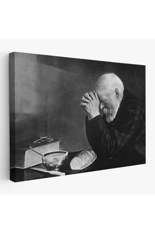 Eric Enstrom Grace Adam Ekmek Üzerinde Dua Ediyor Kanvas Tablo, Siyah Beyaz Baskı-5394