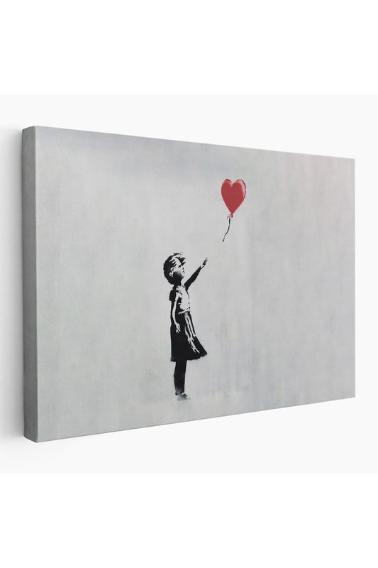 HG Banksy Kırmızı Balonu Uçup Giden Kız Kanvas Tablosu-5059