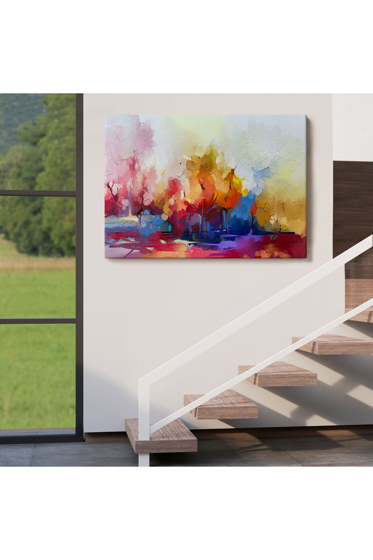 Fırça Darbeli Soyut Modern Sanat Yağlıboya Görünüm Kanvas Tablo-3652