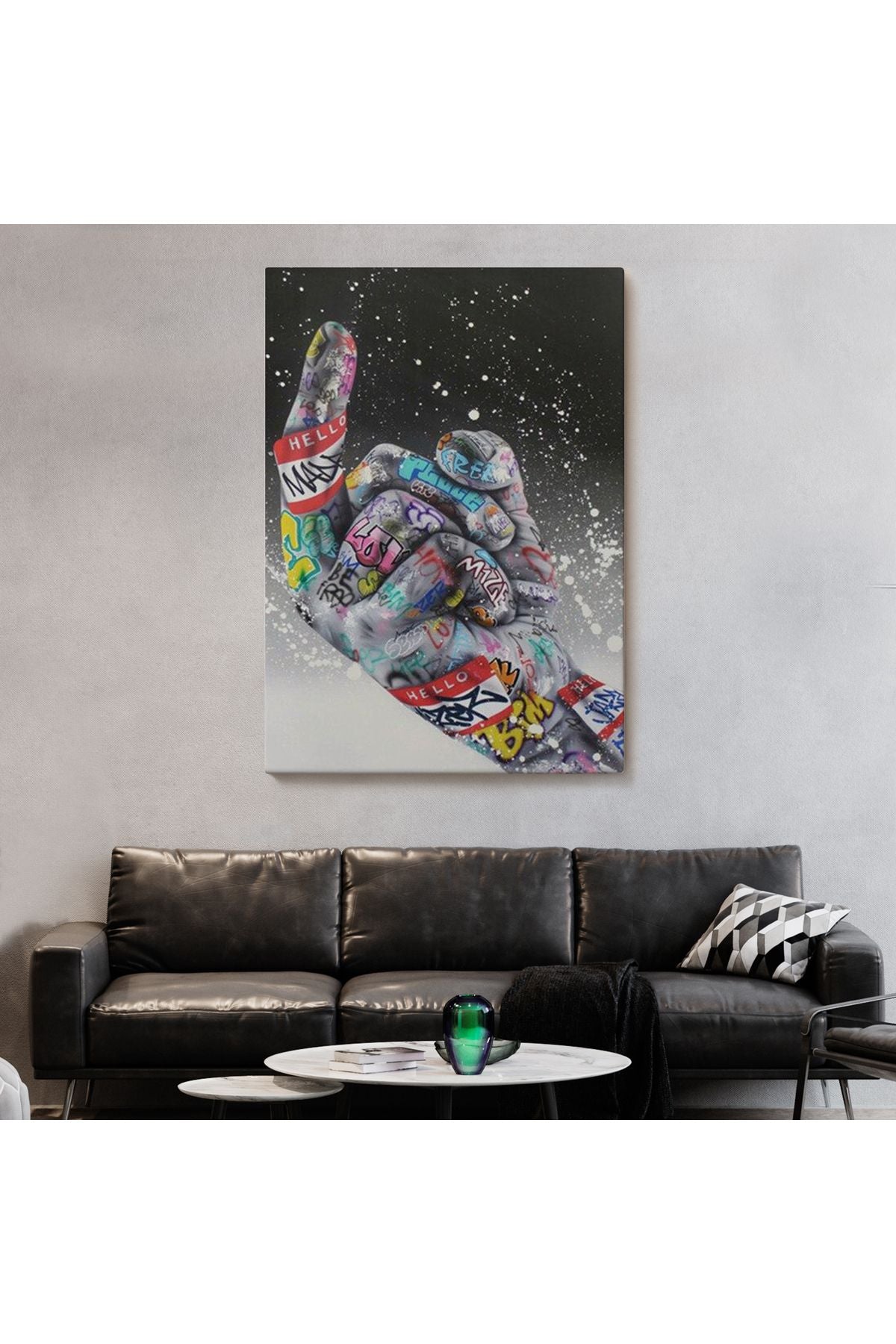 Graffiti Orta Parmak İzi Graffiti, Küfürlü El Hareketi, Hip Hop anvas Tablo-5314