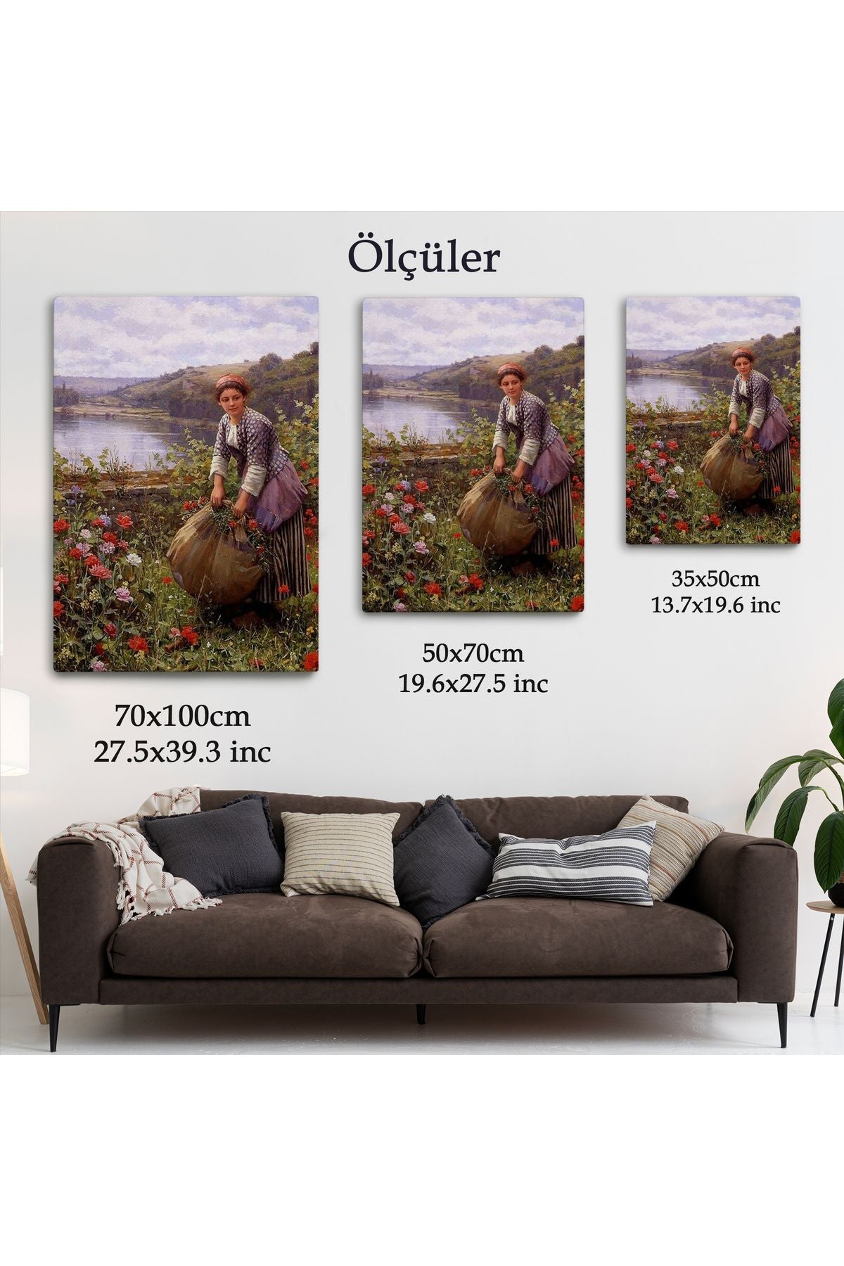 Kanvas Tablo, Duvar Dekoru, Bahçıvan Kadın ve Çim Biçmesi 6161 BUNGKNV