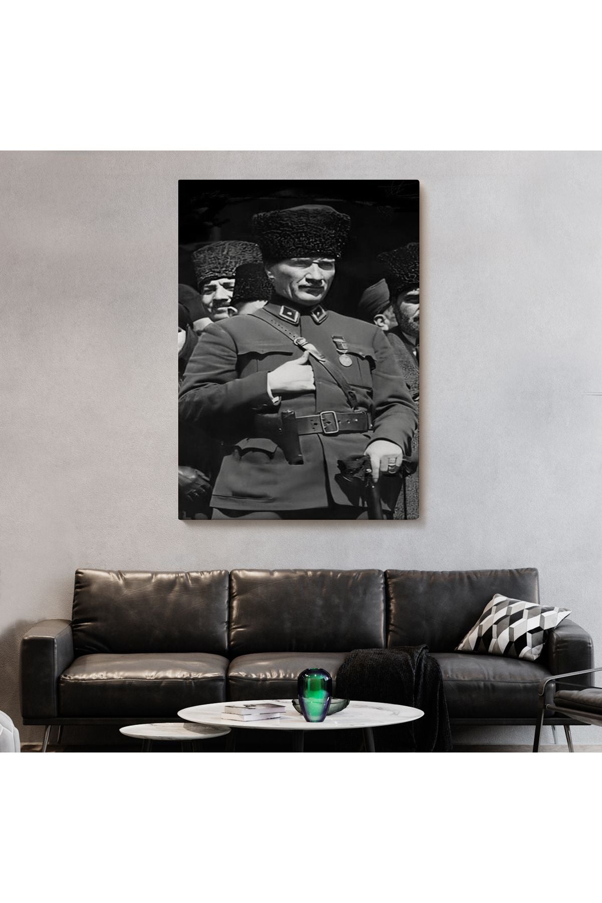 Atatürk Portre Tablosu Mustafa Kemal Atatürk Dikdörtgen Dekoratif Kanvas Tablo-ey-123