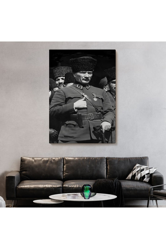 Atatürk Portre Tablosu Mustafa Kemal Atatürk Dikdörtgen Dekoratif Kanvas Tablo-ey-123