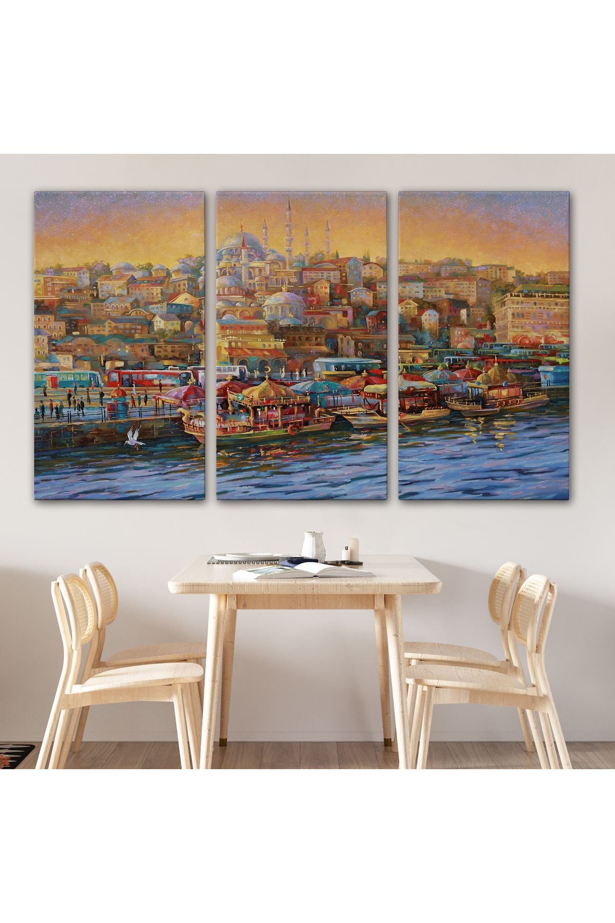 Eminönü Balıkçı Tekneleri Yağlıboya Görünümlü Kanvas Tablo-3598