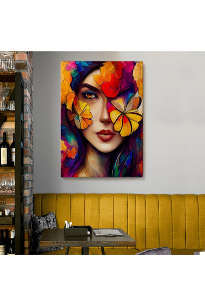Çiçek ve Kadın Temalı Dekoratif Duvar Tablosu-6192