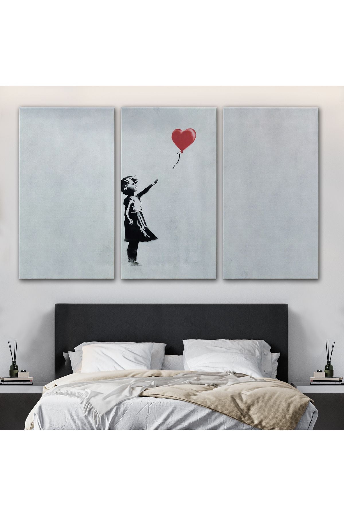 HG Banksy Kırmızı Balonu Uçup Giden Kız Kanvas Tablosu-5059