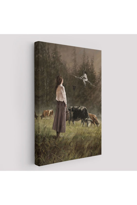 Süpürgeli Cadıya Özenen Kız Dekoratif Duvar Tablosu -6185