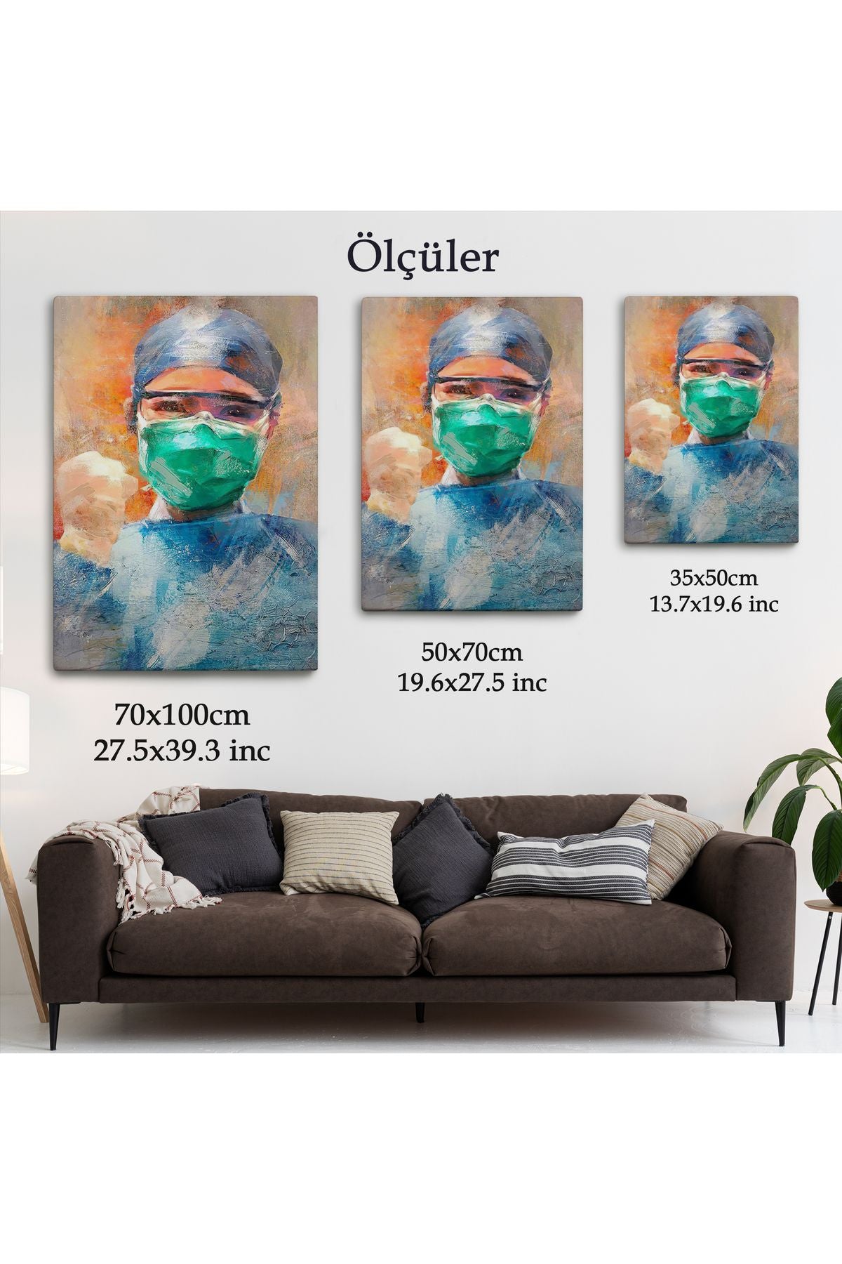 Covid 19 Dövüşen Soyut Hemşire Portresi, Tıbbi Soyut Kanvas Tablo-5246