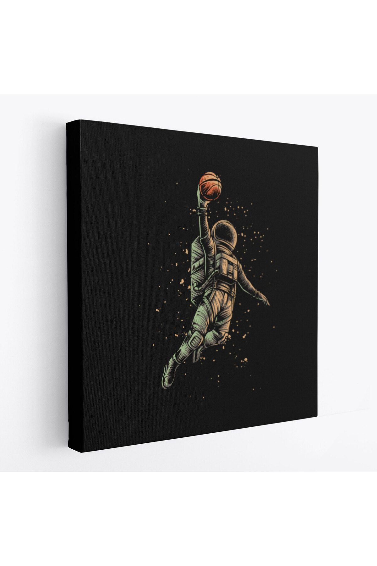 YB HG Ay'da Basketbol Oynayan Astronot Kanvas Tablo-5067