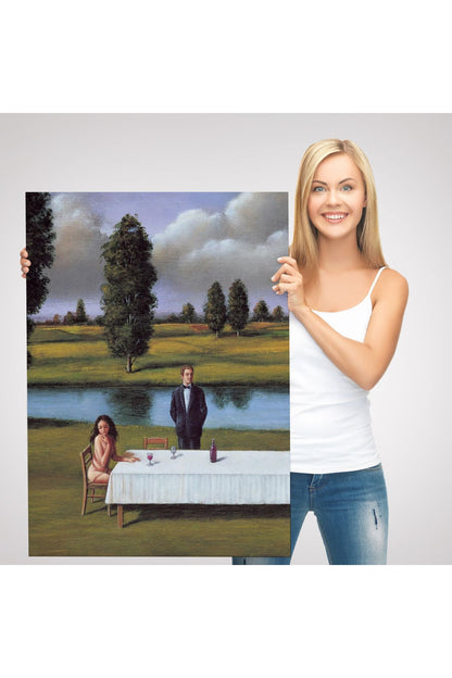 Dekoratif Kanvas Tablo, Duvar Tablosu-Nehir Kenarı ve Sevgilisini Bekleyen Kadın 6258