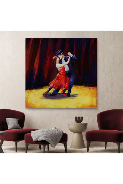 trndry seri001 Tango Danscıları Yağlıboya Görünüm Dekoratif Kanvas Duvar Tablosu-5846