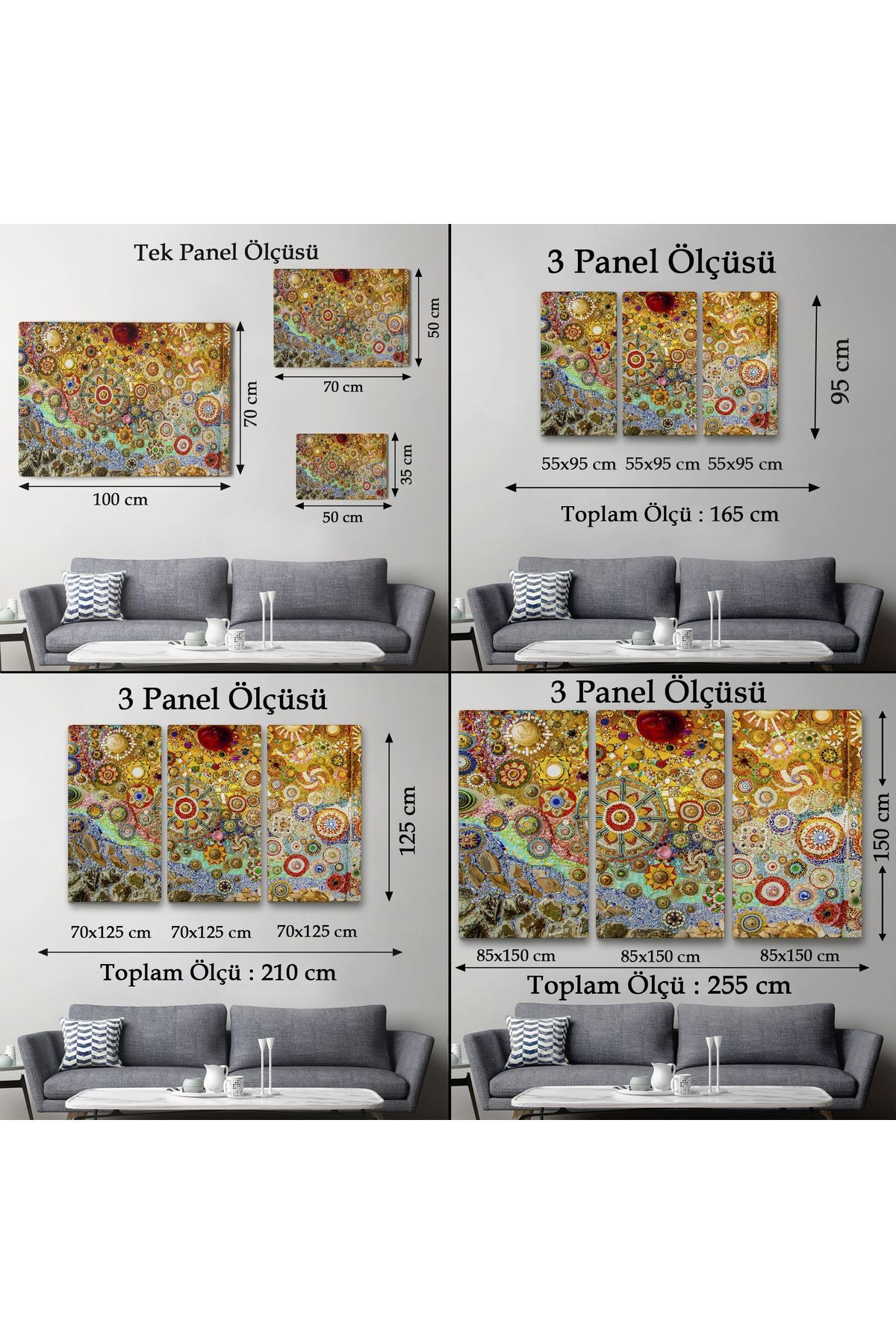 Sanatsal Mozaik Cam Dekoratif Kanvas Duvar Tablosu-3463