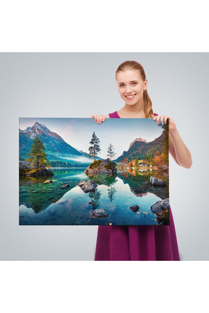 Özel Tasarım, Dekortif BaskıHintersee Gölü Almanya Dekoratif Kanvas Duvar Tablosu-3563