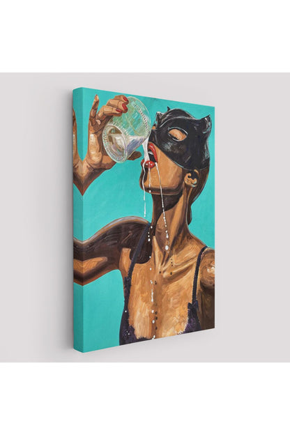 Süt İçen Sexi Kadın Dekoratif Duvar Tablosu-6232