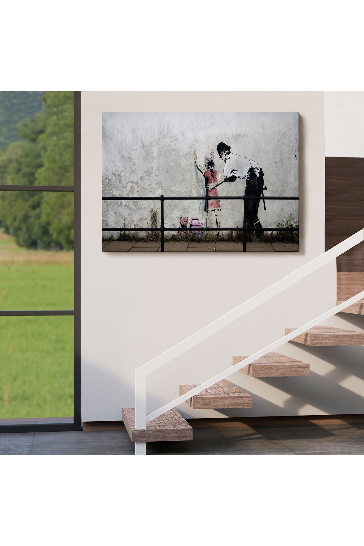 Bansky'nin Küçük Kız Çocuğunu Arayan Polis İsimli Çalışması Kanvas Tablo-5010