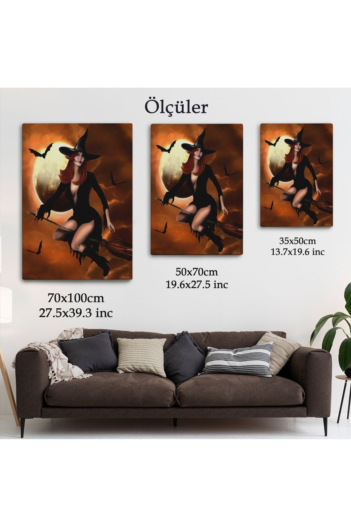 Süpürge İle Uçan Cadı, Cadılar Bayramı Helloven Duvar Tablosu -6086