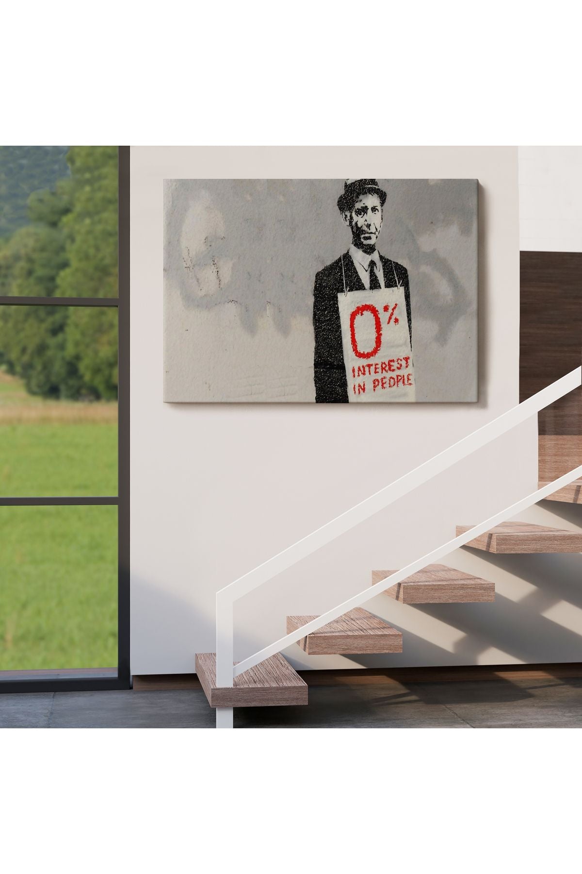 Banksy % 0 Faiz Oranı İsimli Çalışması Kanvas Tablo / % 0 Interest In People-5110