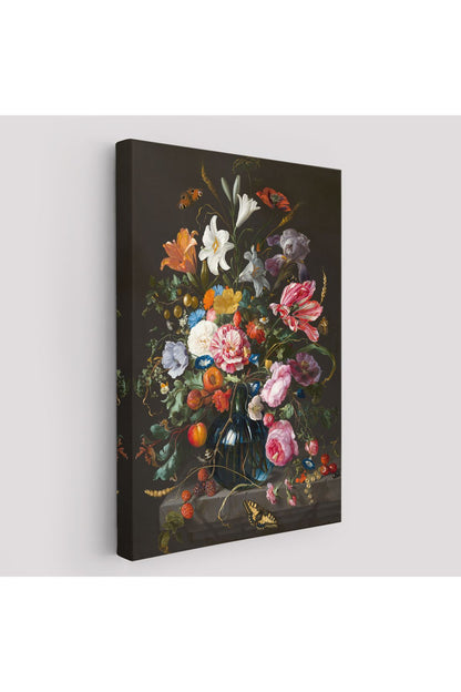 Renkli Çiçekler Yağlıboya Görünüm Dekoratif Kanvas Duvar Tablosu-5941