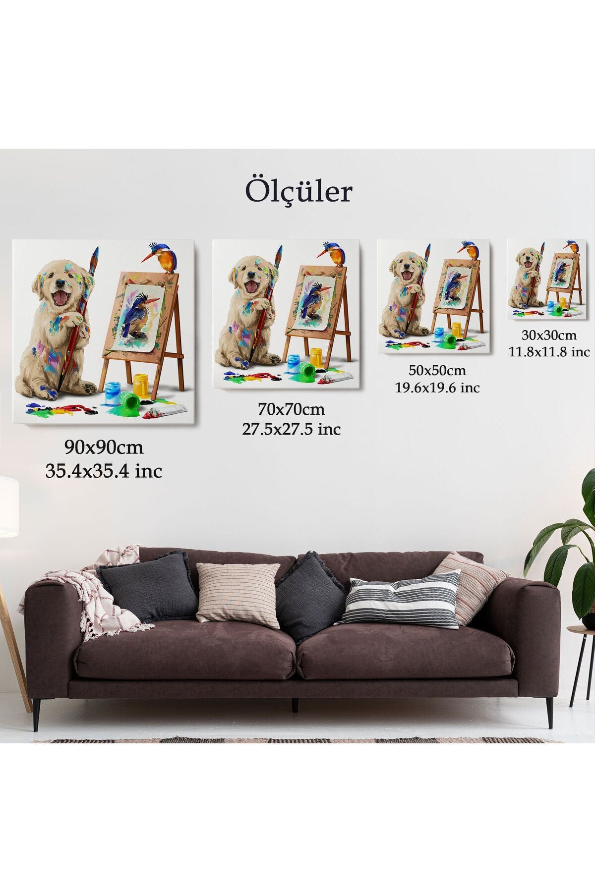 Ressam Yavru Köpek Dekoratif Kanvas Tablo-5845