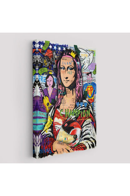 Renkli Mona Lisa Banksy Kanvas Tablo, Sokak Sanatı, Pop Art-5306