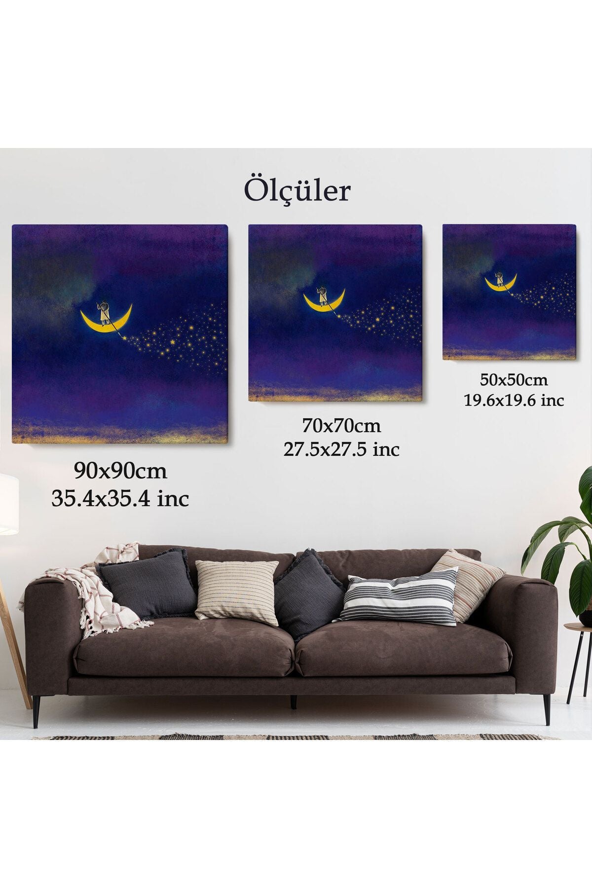 Ay'dan Yıldız Saçan Adam Kanvas Tablo-5849