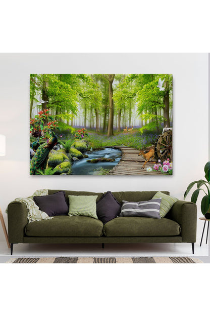 Ormandaki Hayvanlar Dekoratif Kanvas Duvar Tablosu-3713