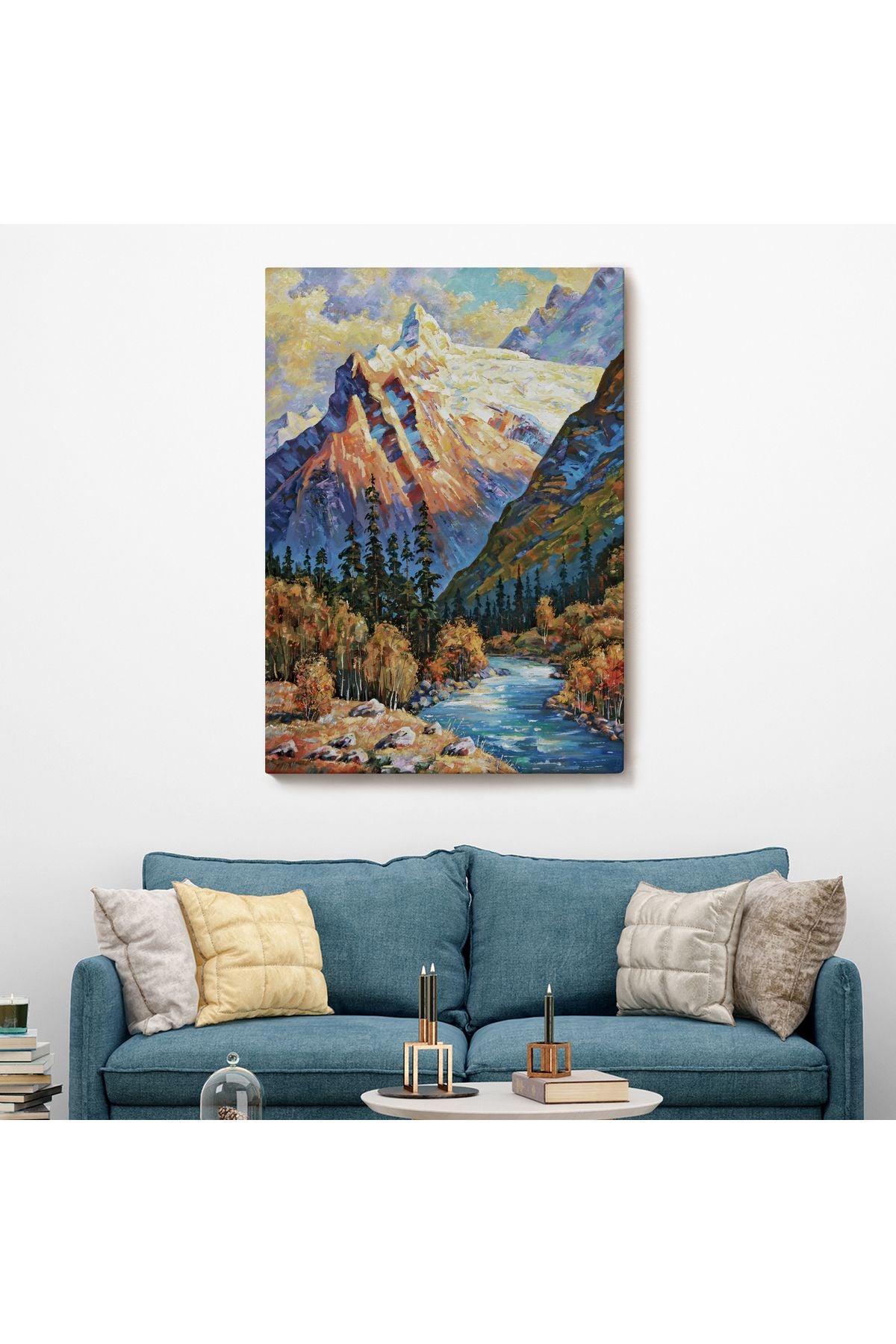 Soçhi Nehri Rusya Yağlıboya Görünüm Dekoratif Kanvas Duvar Tablosu-5935