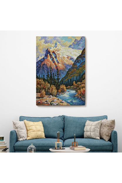 Soçhi Nehri Rusya Yağlıboya Görünüm Dekoratif Kanvas Duvar Tablosu-5935