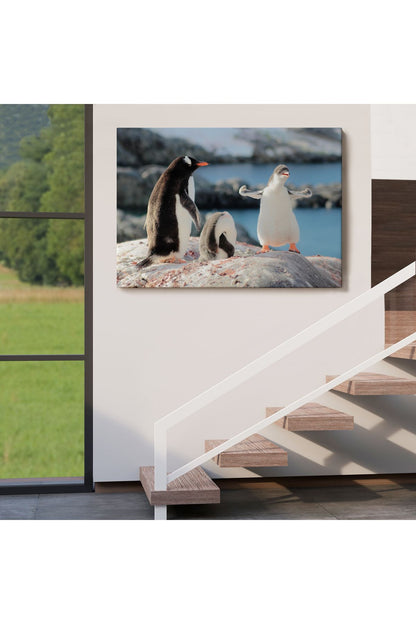 Mutlu Penguenler Dekoratif Kanvas Tablo 1172