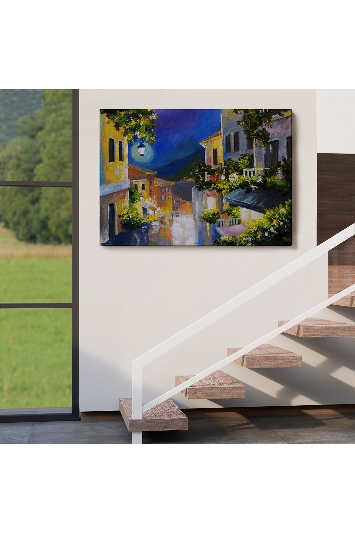Fenerli Deniz Manzaralı Sokak, Kanvas Duvar Tablosu-1189